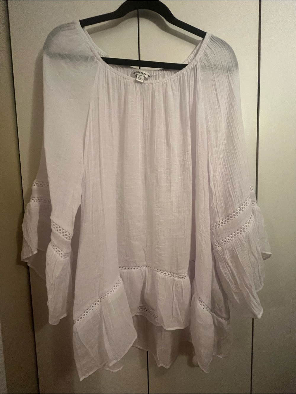 Counterparts White Lace Peasant Blouse. 2X. Cottagecore. Prairiecore. Coquette.